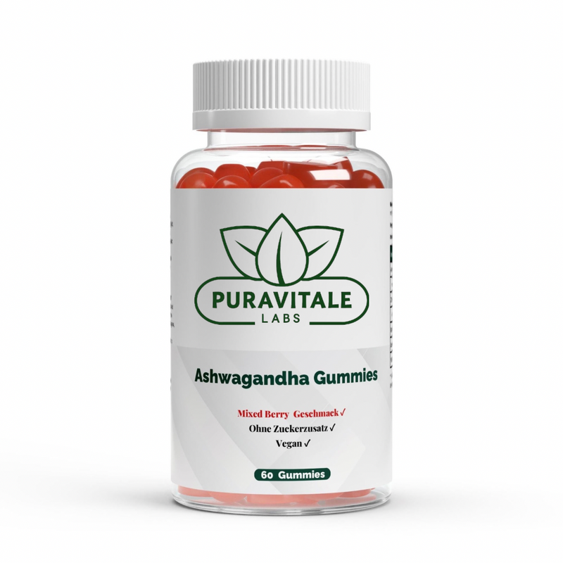 Ashwagandha 300mg + B6 Vegan Gummies (60 pcs) - Puravitale Labs