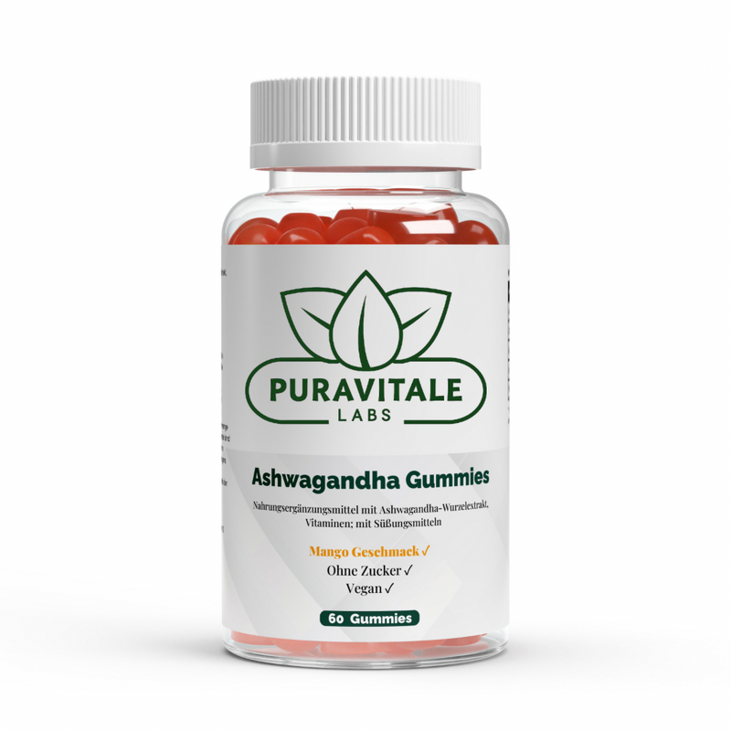 Ashwagandha Gummies + B6 Mango Flavor (60 pcs) - Puravitale Labs