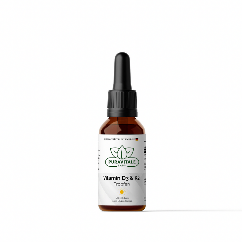 Vitamin D3 + K2 Liquid 1000 IU (1700 Drops 50ml) - Puravitale Labs