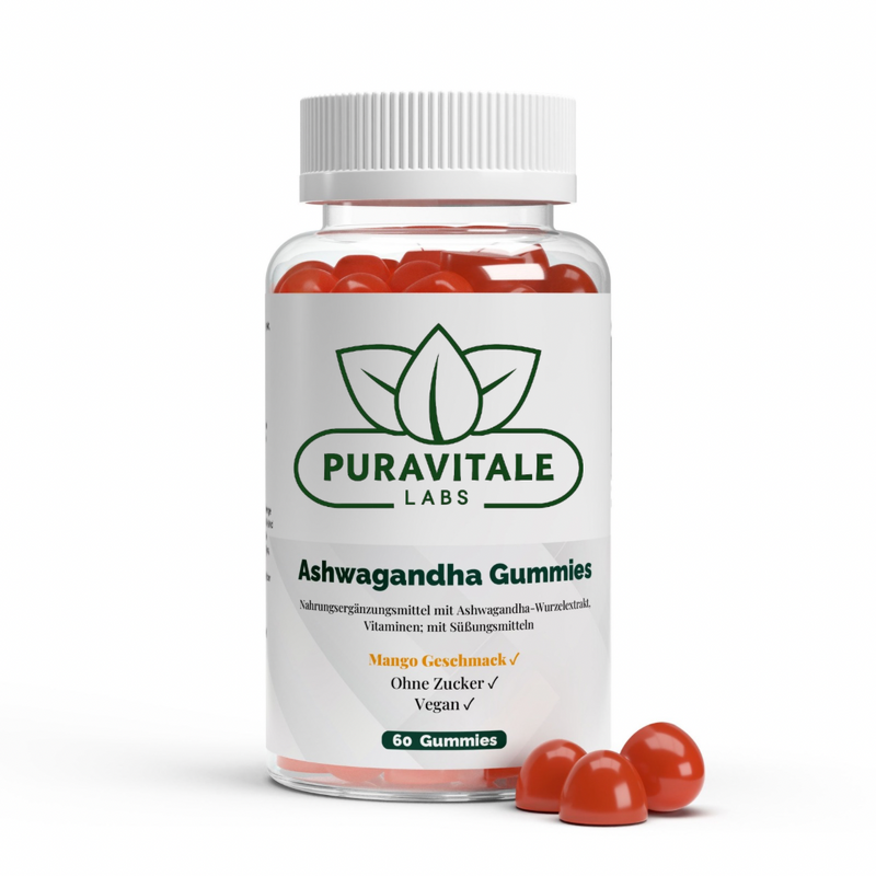 Ashwagandha Gummies + B6 Mango Flavor (60 pcs) - Puravitale Labs